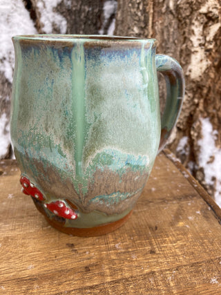 “Hobbiton” Handmade Pottery Mug with Mushrooms