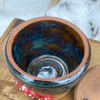 “Effortless” Handmade Pottery Jar with Mushrooms